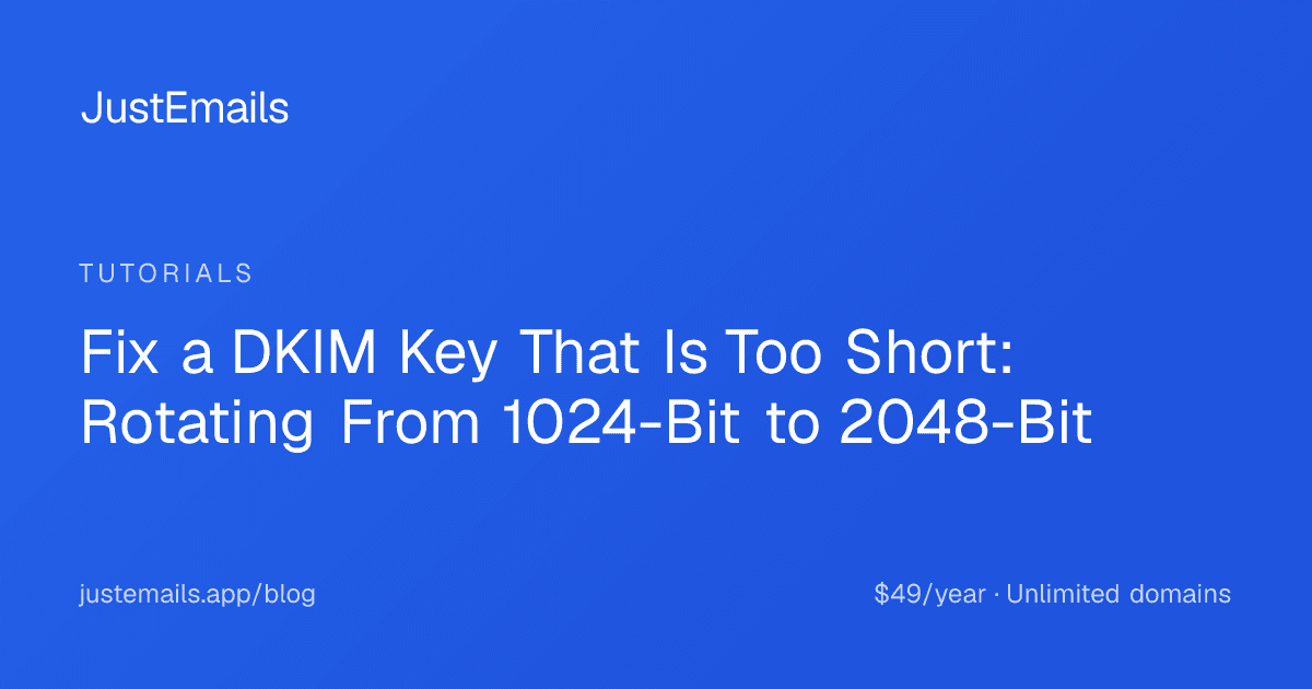 Cover for Fix a DKIM Key That Is Too Short: Rotating From 1024-Bit to 2048-Bit
