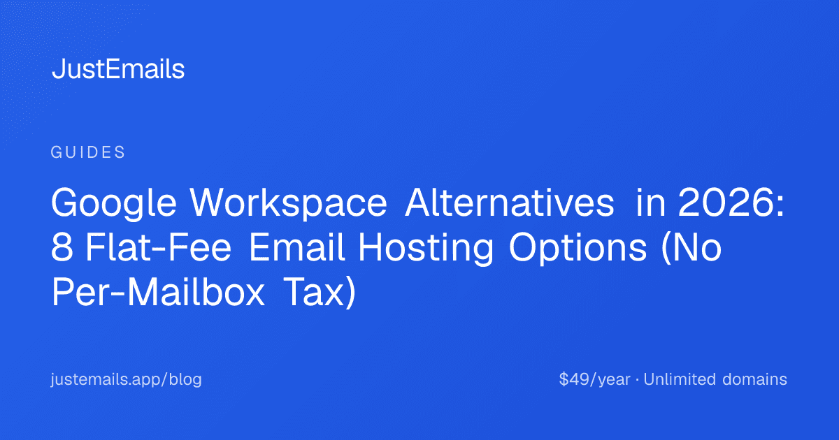 Cover for Google Workspace Alternatives in 2026: 8 Flat-Fee Email Hosting Options (No Per-Mailbox Tax)