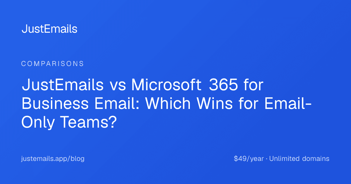 Cover for JustEmails vs Microsoft 365 for Business Email: Which Wins for Email-Only Teams?