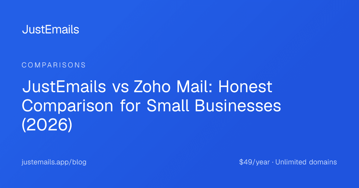 Cover for JustEmails vs Zoho Mail: Honest Comparison for Small Businesses (2026)