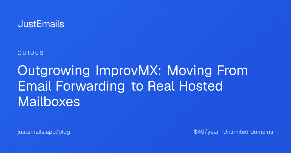 Cover for Outgrowing ImprovMX: Moving From Email Forwarding to Real Hosted Mailboxes