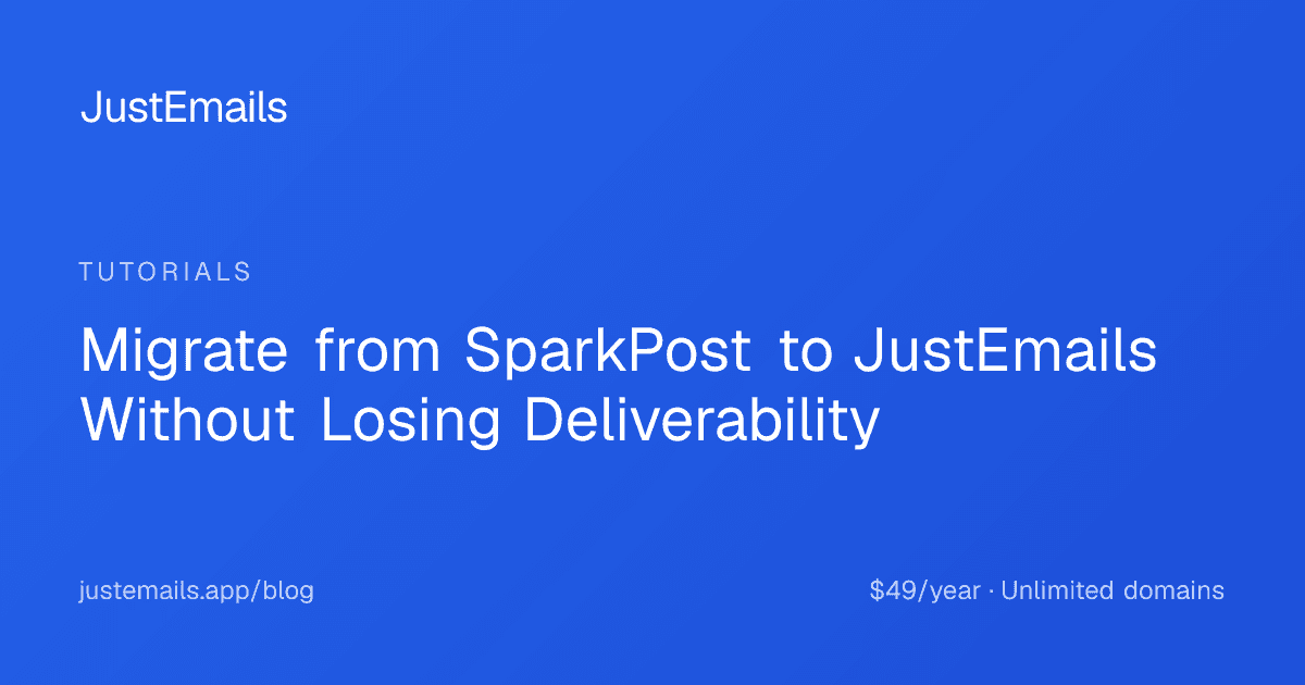Cover for Migrate from SparkPost to JustEmails Without Losing Deliverability
