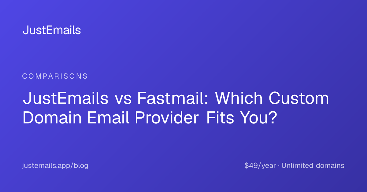 JustEmails vs Fastmail: Which Custom Domain Email Provider Fits You?