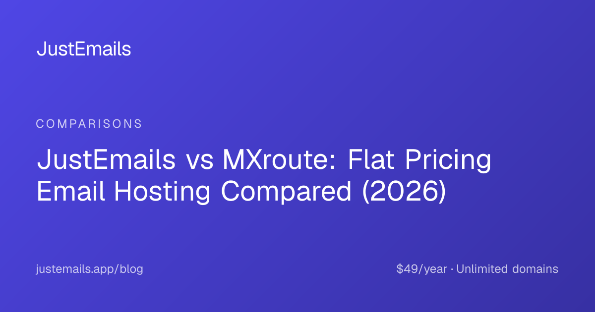 JustEmails vs MXroute: Flat Pricing Email Hosting Compared (2026)