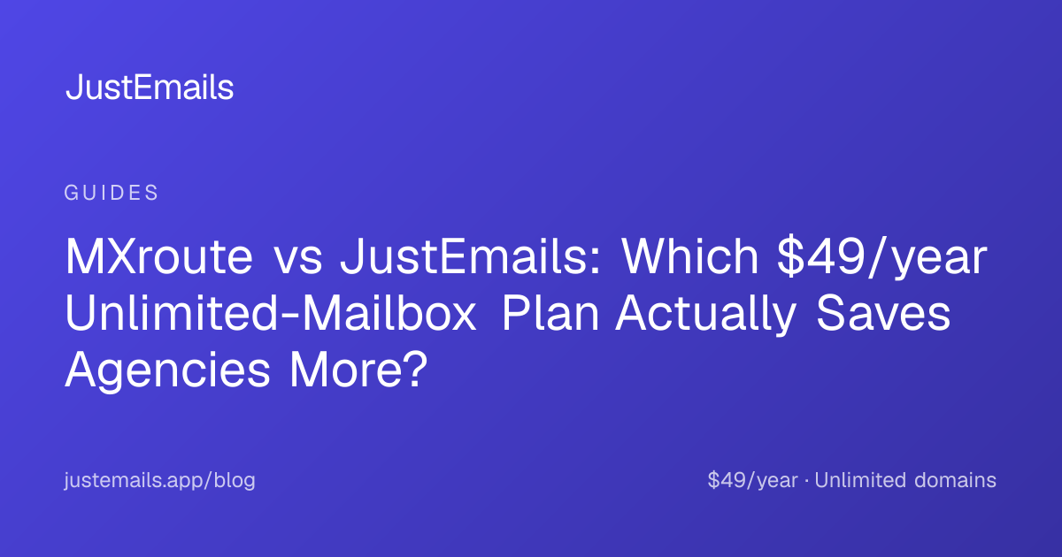 MXroute vs JustEmails: Which $49/year Unlimited-Mailbox Plan Actually Saves Agencies More?